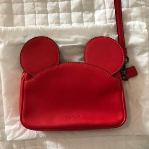 Coach wristlet red leather bag